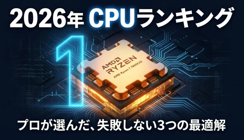 2026年最新の自作ゲーミングPC向けおすすめCPUランキング。Ryzen 7 7800X3DやCore Ultra 7 265Kなど、グラボのボトルネックを防ぐプロ厳選の3モデルを比較