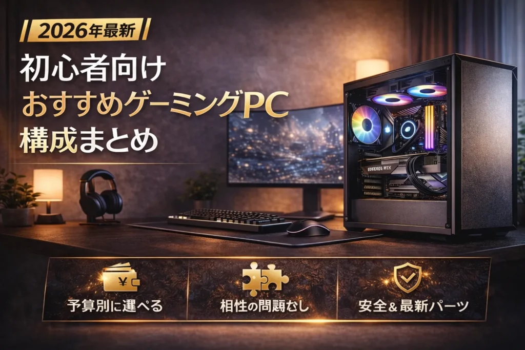 初心者向けおすすめゲーミングPC構成まとめ｜CPU・GPU・SSDなど主要パーツ構成イメージ
